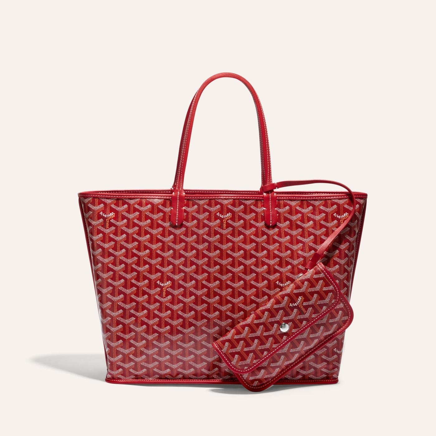 Goyard Goyardine Red Anjou PM Reversible Tote Bag Palladium Hardware - Image 2